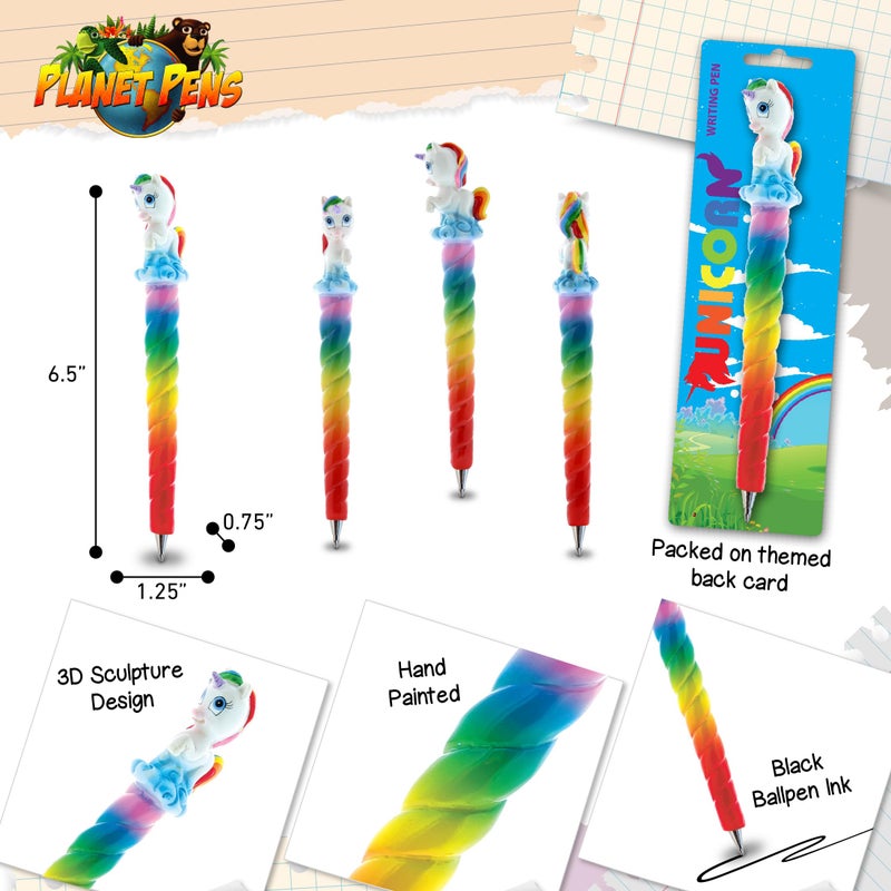 Planet Pens Rainbow Unicorn Novelty Pen - Cute & Unique Kids & Adults Office Supplies Ballpoint Pen, Fairy Tale Fantasy Writing Pen Instrument For School and Office - Image 3